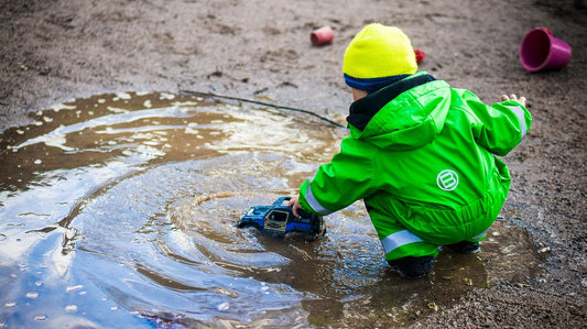 child playing in nature