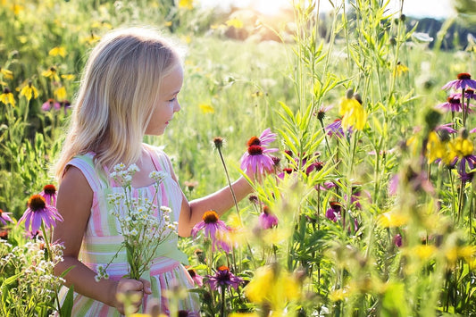 child exploring nature