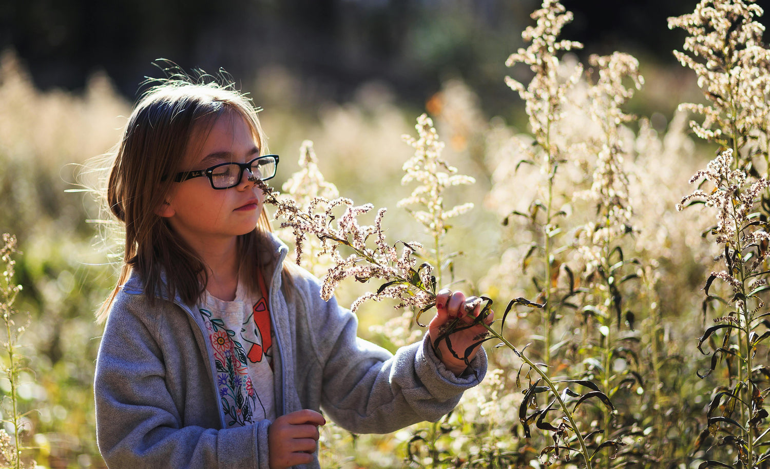 child exploring nature